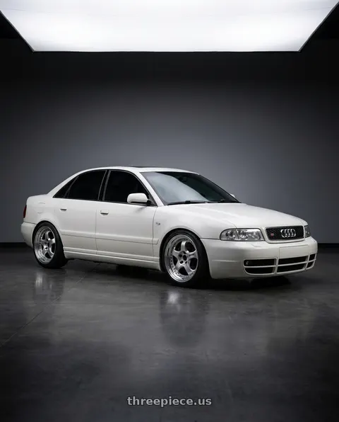 2001 Audi S4 with Work Meister S1 3P 5x112 18x8.5+29 A Disk Silver wheels