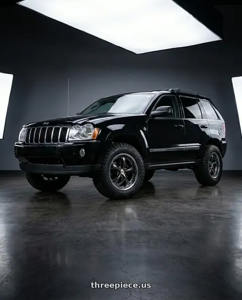 2006 Jeep Grand Cherokee with Work Wheels VS-KF 5X114.3 19x7.5-11 Brilliant Silver Black R Disk FULL REVERSE wheels