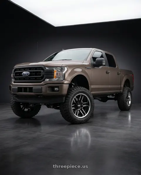 2019 Ford F-150 with Moto Metal MO202 6X135 22X12 -44 GLOSS BLACK MACHINED CENTER CHROME LIP wheels