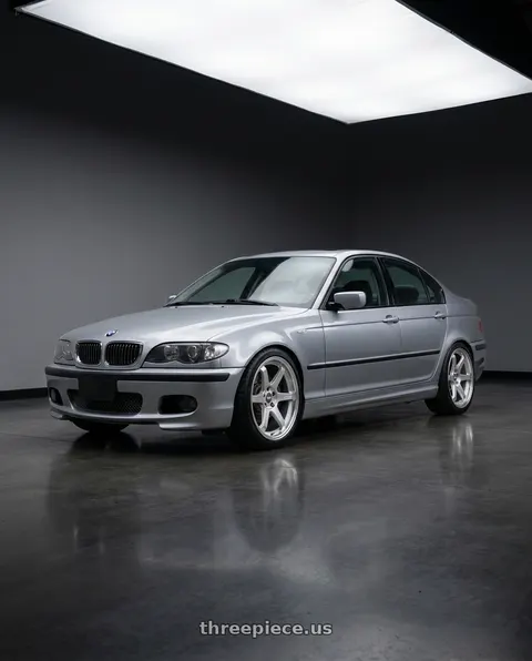2004 BMW 330i with ESR Wheels APX6 5x120 18x8.5 +35 Hyper Silver Machine Lip wheels