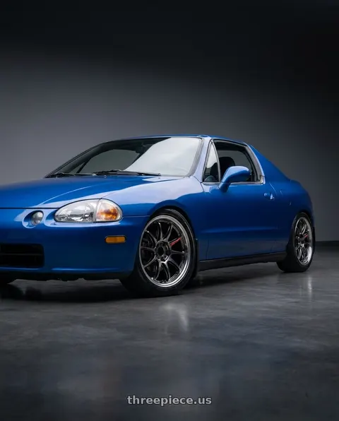 1994 Honda Civic del Sol with Work Emotion Zr10 4x100 15x6 +38 Glim Black Diamond Rim cut wheels