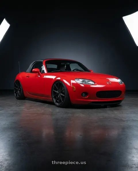 2012 Mazda MX-5 Miata with Niche 1PC M117 MISANO 5X114.3 17X8 +40 MATTE BLACK wheels