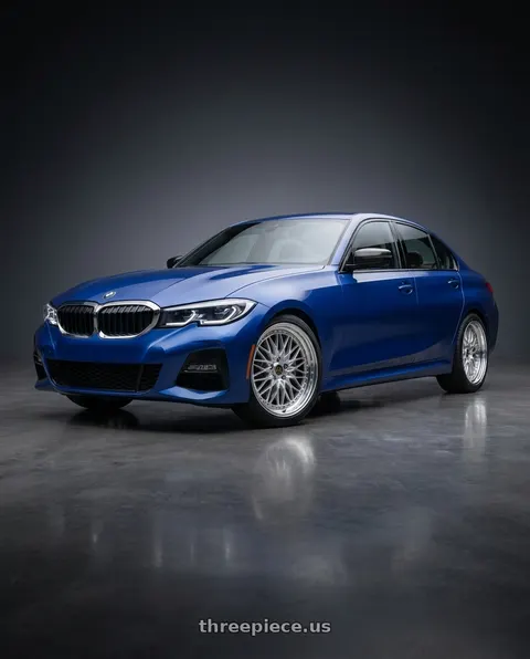2022 BMW 330i xDrive with Work Vs-Xv 5x112 18x8.5+8 A Disk Silky Rich Silver wheels