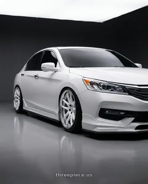 2016 Honda Accord with Work Cr 2P 5x114.3 18x9.5 +12 Gloss White wheels