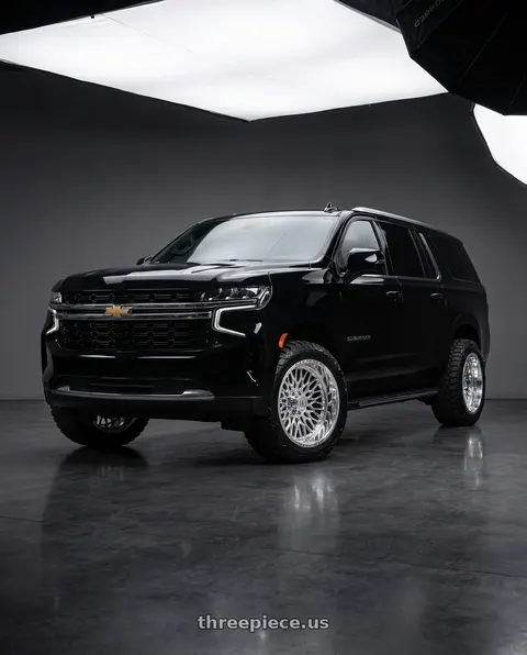 2021 Chevrolet Suburban with AXE WHEELS AF15 Touch 8x180 24x12 -44 Fully Polished wheels