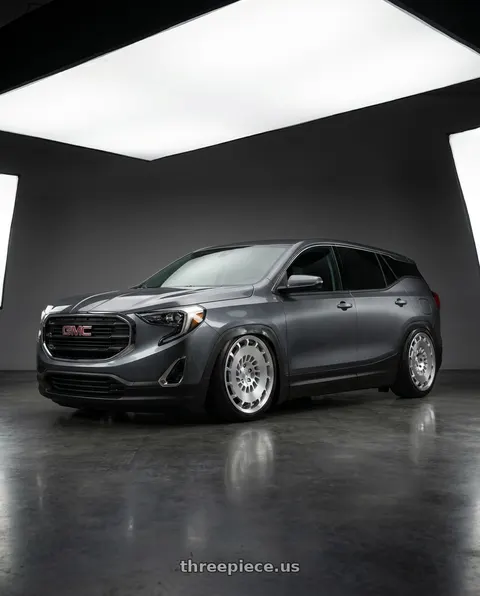 2019 GMC Terrain with Rotiform 1PC R135 CCV 5X112 18X8.5 +45 GLOSS SILVER MACHINED wheels