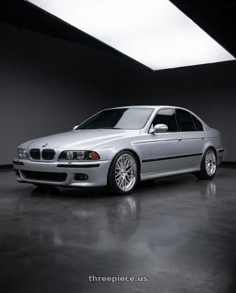 2003 BMW M5 with TSW HOCKENHEIM S 5X120 20X10 +25 SILVER W/ MIRROR CUT LIP wheels