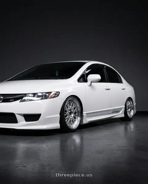 2010 Honda Civic Si with ARC AR1 5x114.3 17x8.5  +35 Silver Machine Face Lip Chrome Rivet wheels