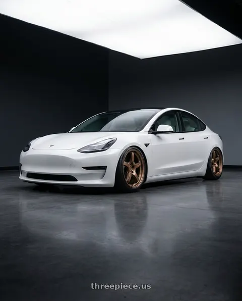 2021 Tesla Model 3 with Gram Lights 57CR 5x114.3 18x9.5+38 Bronze II wheels