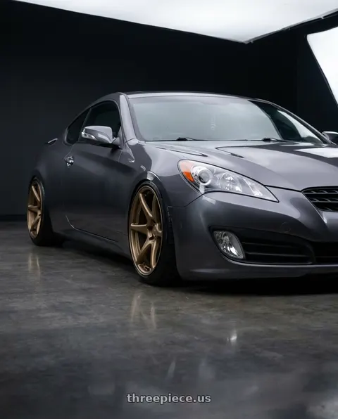 2014 Hyundai Genesis Coupe with Kansei K11B Tandem 5x114.3 19x9.5 22 Bronze wheels
