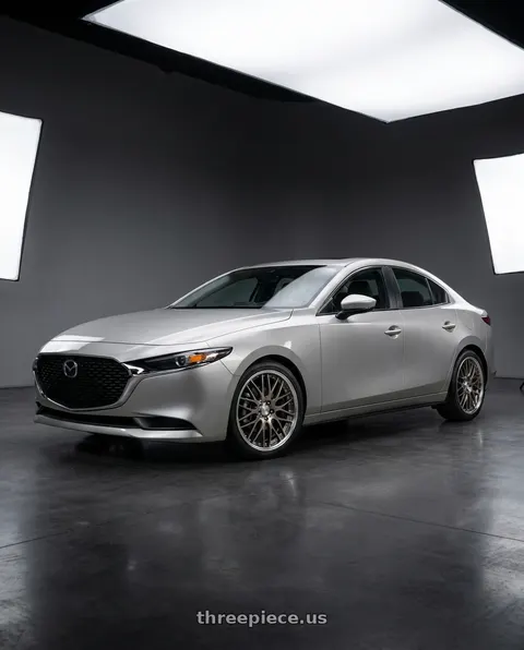 2026 Mazda 3 with Work Lanvec Lm1 5x114.3 18x8+0 O Disk Trans Gray Polish wheels