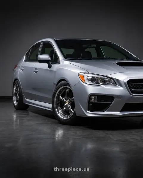 2017 Subaru WRX with Work Wheels VS-KF 5x114.3 18x9.5+22 Brilliant Silver Black L Disk FULL REVERSE wheels