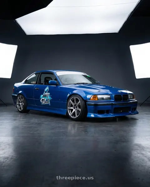 1999 BMW E36 Coupe DRIFT with Work Emotion T7r 5x100 18x10.5 +12 Gt Silver wheels