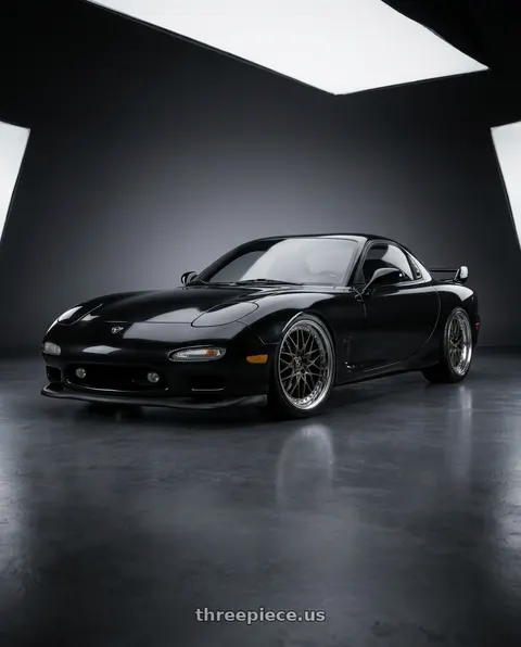 1993 Mazda RX-7 with Work Vs-Xv 5x114.3 18x10+2 L Disk Matte Dark Gunmetal wheels