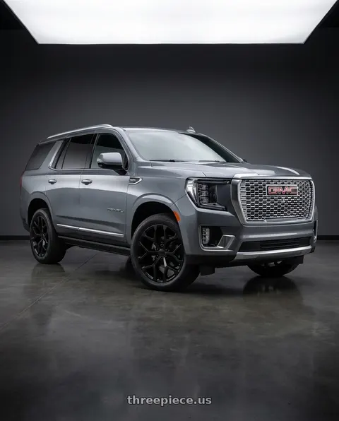 2021 GMC Yukon Denali with REPLICA 348 6X139.7 22x9.5 +30 FULL BLACK wheels
