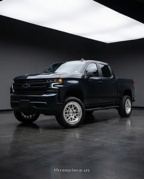 2022 Chevrolet Silverado 1500 LT with KMC GRS 6x139.7 20x9 +18 Gloss Silver W/ Machined Face wheels