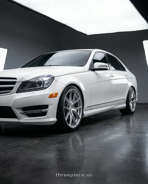 2014 Mercedes-Benz C250 with Aodhan AFF7 5x112 19x8.5+35 Gloss Silver Machined Face wheels