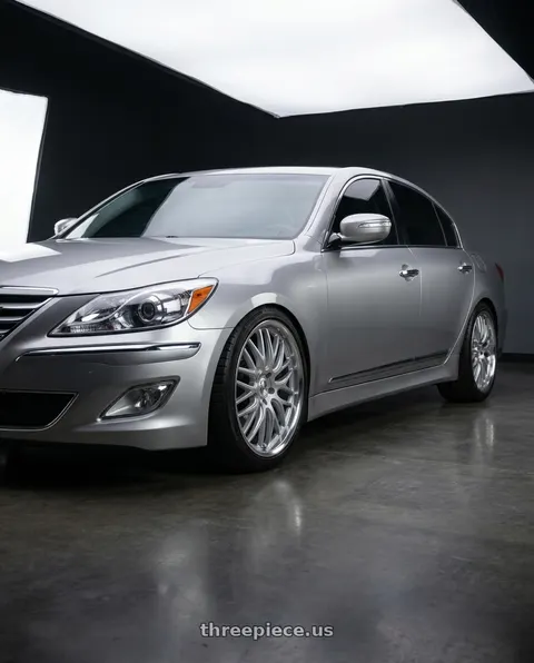 2013 Hyundai Genesis with V�xx Masi 5x114.3 18x8+45 Silver Mirror Mach Lip wheels