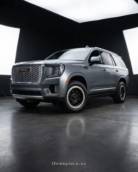 2021 GMC Yukon Denali with KMC KM234 GRENADE DESERT BEADLOCK 6X139.7 20X9 -12 SATIN BLACK wheels