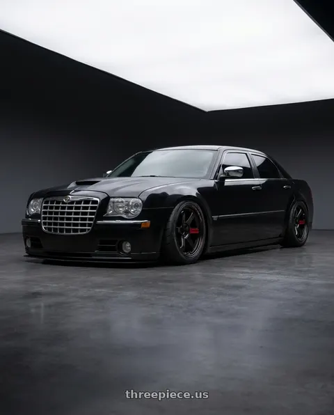 2007 Chrysler 300 with Volk Racing TE37SL BK-III 5x120 19x10.5 +34 PRESSED BLACK / REDOT wheels