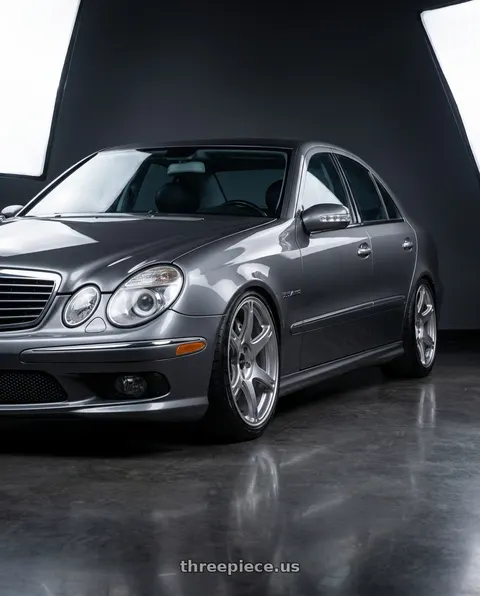 2006 Mercedes-Benz E55 AMG with Volk Racing TE037 6061 5x120 19x10.5 +34 FORMULA SILVER wheels