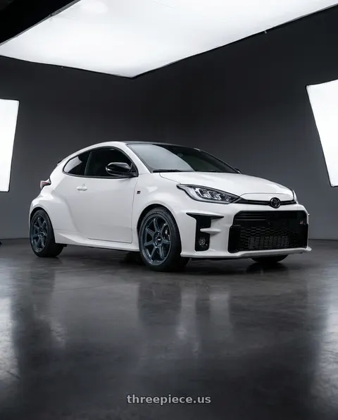 2026 Toyota GR Yaris with Rotiform BPU 5x114.3 18x8.5 +35 Gloss Blue Gray wheels