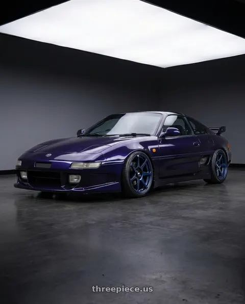 1998 Toyota MR2 with Motegi MR154 BATTLE 5X114.3 17X9.5 +30 MIDNIGHT BLUE wheels