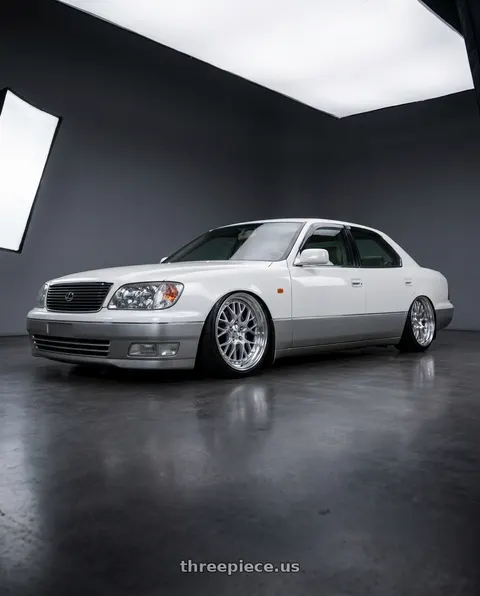 1999 Lexus LS400 with Work Gran Seeker Ccx 5x114.3 19x10+38 O Disk Machined Silver Polish wheels