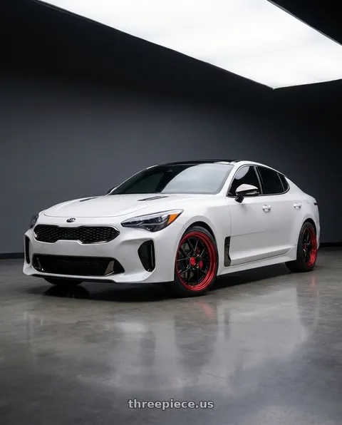 2019 Kia Stinger GT2 with F1R F105 5X114.3 19x9.5 +35 Black/Red Lip wheels