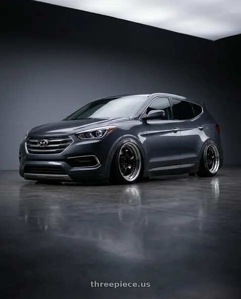 2018 Hyundai Santa Fe SE with Work Meister S1 3P 5x100 18x8+60 A Disk Black wheels