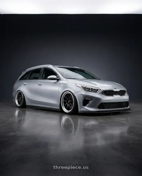 2019 Kia Ceed Sportswagon with Konig Countergram 5x114.3 19x11+18 Matte Black / Matte Machined Lip wheels