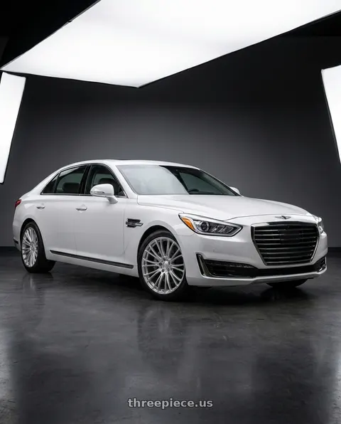 2018 Genesis G90 Ultimate with Heritage Wheel Kokoro MonoC 5X114.3 19x8.5+35 Silver wheels