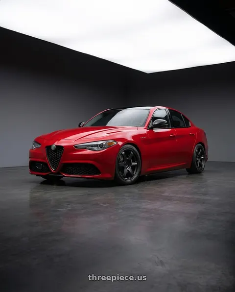 2023 Alfa Romeo Giulia Veloce with Volk Racing TE37 SAGA 5x110 17x8 +26 FLAT BLACK wheels