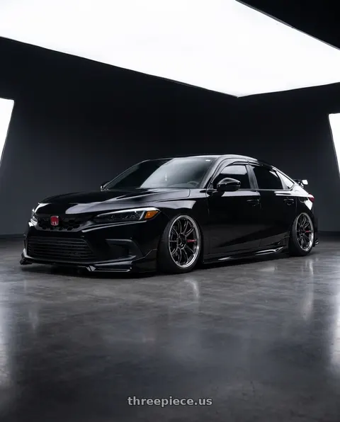 2024 Honda Civic Sport with Work Emotion Zr10 5x114.3 19x8.5 +38 Glim Black Diamond Rim cut wheels
