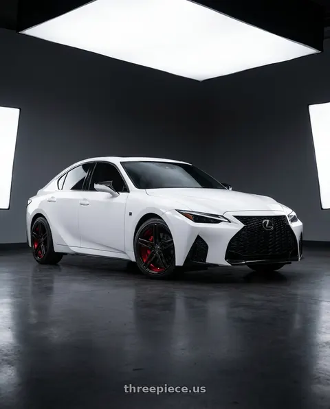 2025 Lexus IS350 with MARQUEE WHEELS M8571 5x110 18x8+33 BLACK / RED UNDERCUT wheels