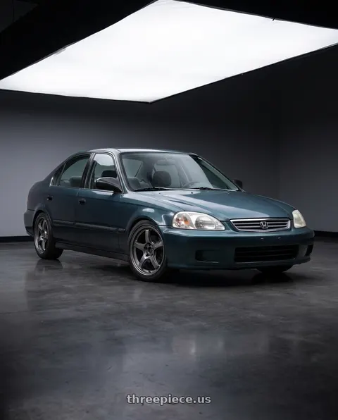 1998 Honda Civic with Gram Lights 57CR 4x100 15x8+35 Glossy Gray wheels