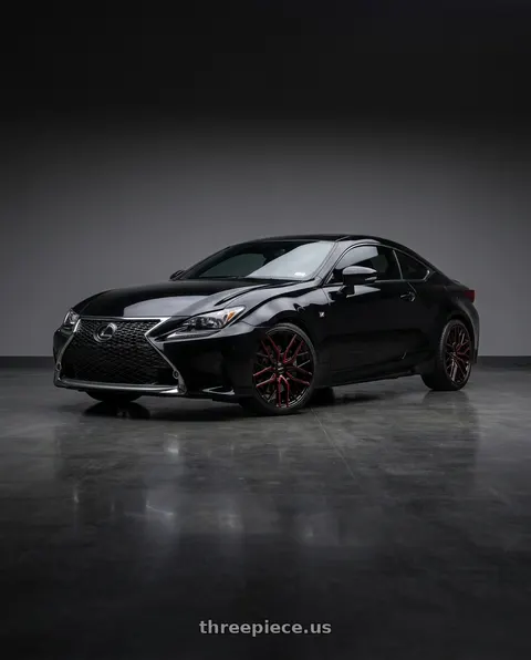 2016 Lexus RC200t F Sport with Shift Spring 5x114.3 20x8.5 +35 Gloss Black Candy Red Milled wheels