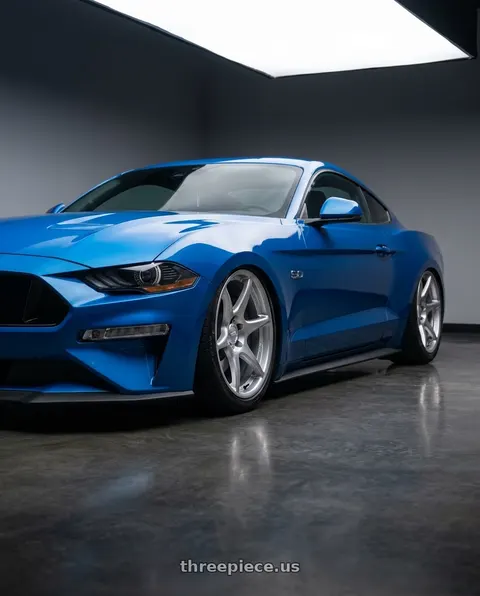 2022 Ford Mustang GT with Kansei K11S Tandem 5x114.3 19x9.5 12 Hyper Silver wheels