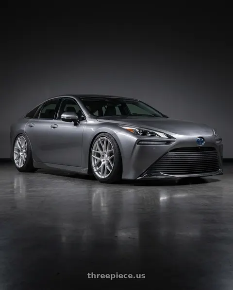 2021 Toyota Mirai with Aodhan AFF2 5x120 19x8.5+35 Gloss Silver Machined Face wheels