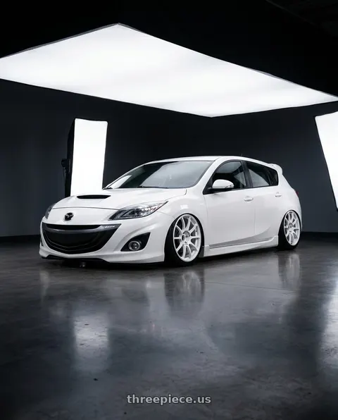2012 Mazda 3 Mazdaspeed with Advan RCIII 5x114.3 18x8.5+38 White wheels