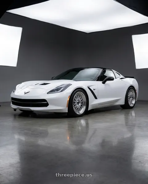 2016 Chevrolet Corvette with ARC AR1 5x108 17x8.5  +35 Silver Machine Face Lip Chrome Rivet wheels