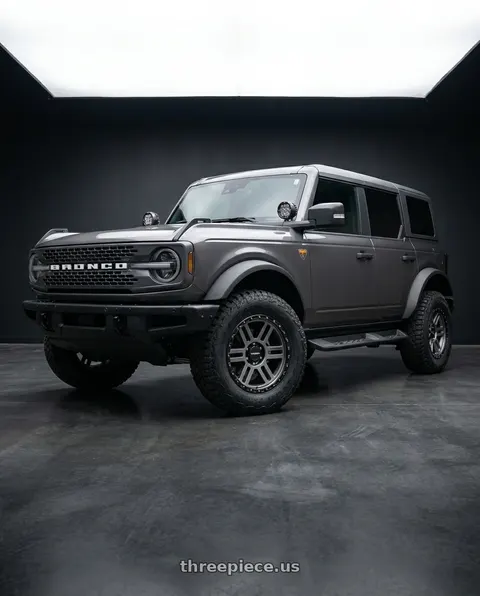 2023 Ford Bronco Badlands with Vision Off-Road 354 Manx 2 6x139.7 17x9+12 Satin Grey wheels