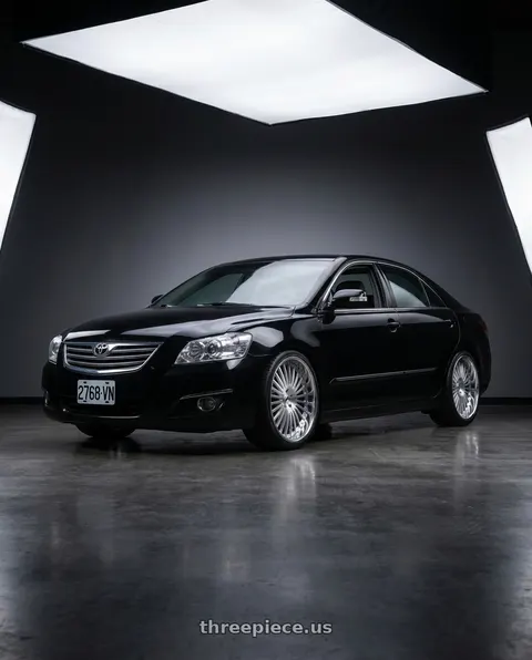 2008 Toyota Camry with Amani R.E.A.L. 5x112/5x120 22x10 +38 Brush Center Chrome Lip wheels