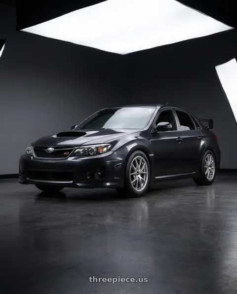 2013 Subaru WRX STI with BBS RI-A 5x114.3 18x8.5 +35 Diamond Silver wheels