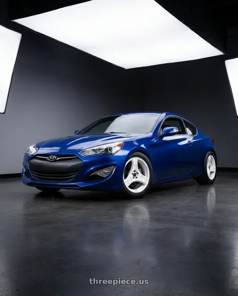 2013 Hyundai Genesis Coupe with HERITAGE WHEEL BUSHIDO MONOC 5x114.3 18x8.5 +35 WHITE wheels