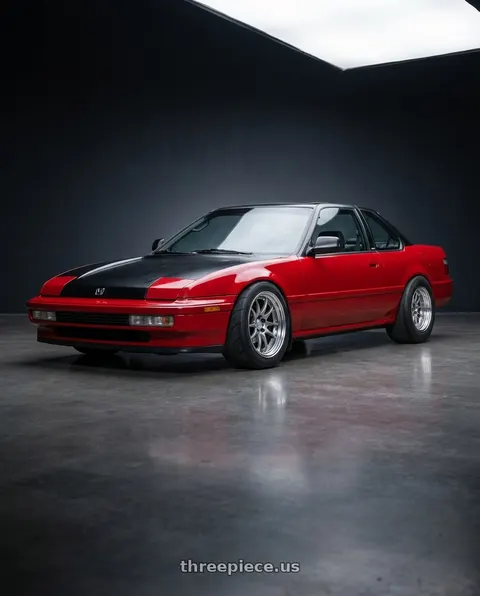 1991 Honda Prelude with Work Cr 2P 4x100 16x7 +12 GT Silver wheels