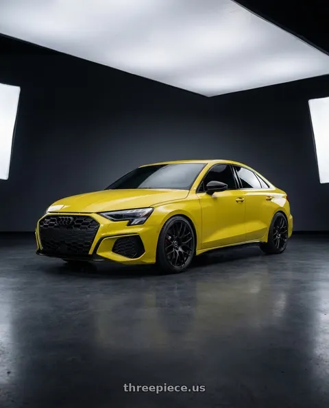 2023 Audi S3 with Work Emotion m8r 5x112 19x8.5 +45 Matte Black wheels