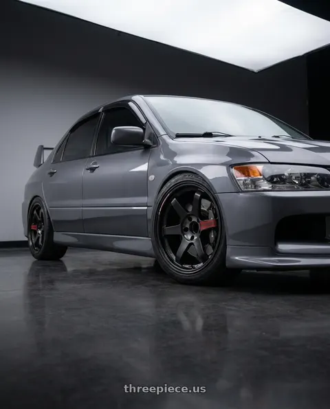 2005 Mitsubishi Lancer with Volk Racing TE37SL BK-III 5x112 18x9.5 +21 PRESSED BLACK / REDOT wheels