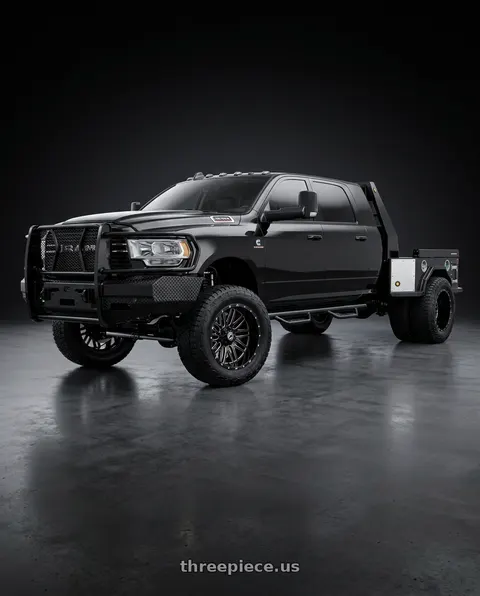 2019 Ram 3500 with XF Off-Road XF-240 6x135/6x139.7 20x10 -24 Gloss Black & Milled wheels