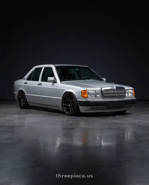 1992 Mercedes-Benz 190E with Aodhan AFF2 5x114.3 19x8.5+35 Matte Black wheels
